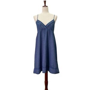 Y2K L.E.I. Chambray Sundress Juniors XL Blue Spaghetti Strap Smocked Back Dress